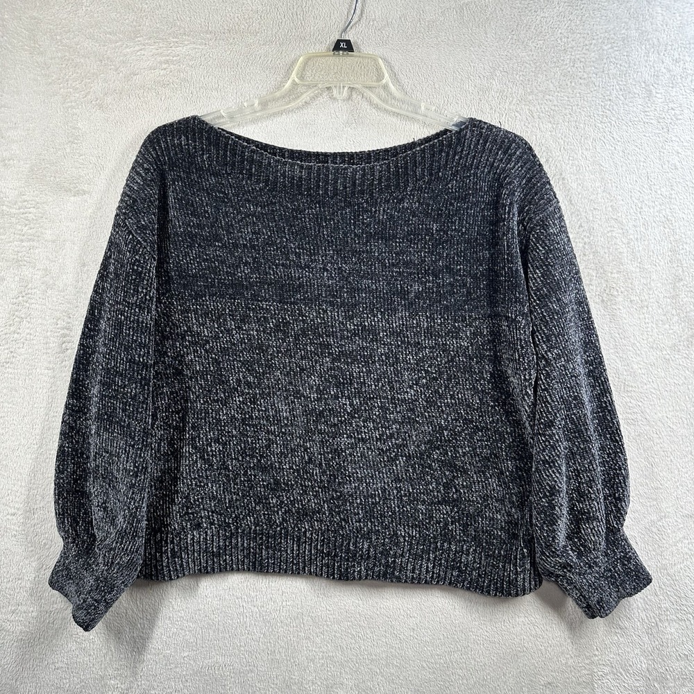Tommy Bahama Women's Luna Chenille Balloon Sleeves Sweater‎ Size XL Black